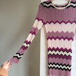 Chelsea and Violet Crochet Knit Dress in Purple Black & Cream Chevron Stripe M Photo 2