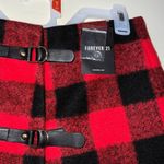 Forever 21  juniors size large red and black plaid button and buckle skirt mini Photo 1