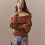 Anthropologie The Tessa Off The Shoulder Puff Sleeve Sweater Mauve NEW Photo 1