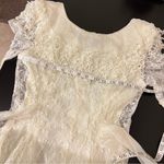 Scott McClintock Vintage lace ivory wedding dress organza silk crochet detail, S Photo 8