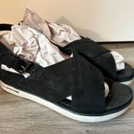 Eileen Fisher Good Slingblack Leather Crisscross Wedge Platform Sandal Black 10 Photo 1