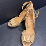 Jack Rogers  Preppy Old Money Designer Classic Wedge Gold Sandals Elegant 8.5 Photo 2