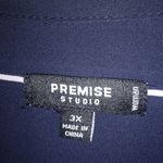 Premise  3X Navy Stripe Pocketed Collared Top Plus Workwear Photo 4