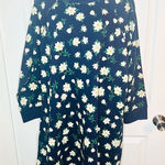 Draper James Magnolia Sweatshirt Midi Dress Blue White Floral Cotton Blue White Photo 0