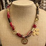 Handcrafted kantha charm necklace inspired by free people alpha choker Red Photo 0