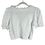 White Puff Sleeve Lace Trim Crop Top Sz Small Tie Front Size M Photo 2