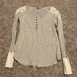Chloe K  Black and White Striped Long Sleeve Top Photo 0