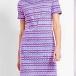 Talbots  Dress Medium Petite Blue,  Pink, Purple Striped Short Sleeves Ruffle NWT Photo 0