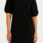 Etica Isabelle Puff Sleeve Mini Shirt Dress in Black Photo 0