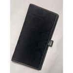 Coach Signature Jacquard Bi-Fold Checkbook Cover Black Canvas and Leather Photo 2