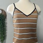 St. John  Sport Brown & White Striped Knit Tank Top Y2K Neutral Tone Size Small Photo 4