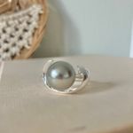 Gray Pearl & Silver Abstract Swirl Ring “Nahanni” Statement Mermaidcore Classic Jewelry Photo 3