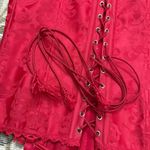 Frederick's of Hollywood Vtg Corset Top Bustier Red Lace Brocade M Medium 36 Photo 5