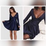 House Of CB NWOT  Dominique Crossover Strap Plunge Spruce Blue Mini Dress Size L Photo 1