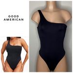 Good American New. black one shoulder scuba swimsuit. Small Photo 1