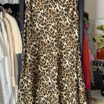 ZARA  Leopard Satin Slit Midi Skirt Brown Black XS Photo 0