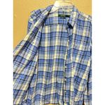 Ralph Lauren Lauren ‎ Denim Plaid Button Down Shirt Womens Small Blue White Photo 5