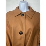 Haute Monde Women's Trench Coat Size Large Dark Brown Belted Faux Leather Photo 4
