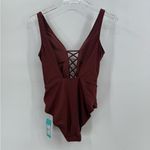 Seafolly  Women's Burgundy Active Lace Up One Piece Swimwear‎ AUS Size 10 Photo 1