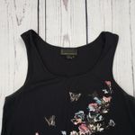 I Jeans by Buffalo Boho Black Graphic Sleeveless Fringed Trim Tank Size Medium Photo 1