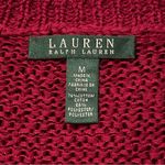 Ralph Lauren Lauren  Women’s M Burgundy Wine Cotton Loose Knit Sweater Cardigan Photo 3