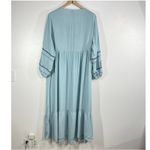 SheIn CURVE Maxi Dress Boho Embroidered Tiered Blue Long Sleeve 3XL Photo 2
