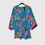 Trina Turk Cover Up Dress Blue Tahiti V Neck Floral Cape Sleeve Resort Swim M Photo 2
