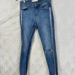 ZARA Z1975 Denim Distressed Glitter Tuxedo Stripe Skinny Jeans Size 4 Photo 2