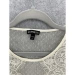 EXPRESS Women's Lace Blouse Short Sleeve Round Neck Off White Size Small Photo 9