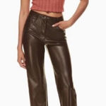 Wilfred Aritzia The Melina Faux Leather Pants Women’s 2 Chocolate Brown Straight Photo 0