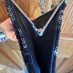 Sequin Evening Bag Black & Silver Chain Formal Prom Vanity Snap Top Purse Photo 7
