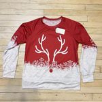 Exclusive Brand Reindeer Long Sleeve Christmas Shirt Womens L New With Tags! Red Size L Photo 0