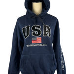 USA Washington DC Embroidered Hoodie Sweatshirt‎ Navy Blue Womens Size Medium Photo 0