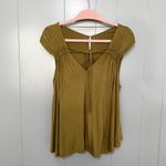 Free People  Olive Green Back in Town V-neck Tie Oversized Boho Tank Top XS Photo 1