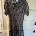 Skylar + Madison  Brown and White Ruffled Puff Sleeve Mini Dress Photo 7