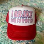 I Brake For Cowboys Trucker Hat Red Photo 2