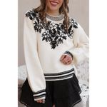 Krush Kandy Sweetest Devotion Floral Stripe Embroidered Sweater 3X Boho Soft Black Photo 1