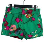 J.Crew  Hibiscus Flowers Floral Boardwalk Linen Shorts Pockets 0 Kelly Green Photo 10