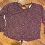 Bobbie Brooks Burgundy Textured Mock Button Photo 0