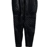 Spanx Pants Womens Small Black Quilted Faux Leather Leggings Rocker Punk Edgy Photo 6