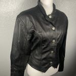 Vintage Black Leather Jacket M Buffalo Nickel Buttons Grunge Goth Street 80s 90s Size M Photo 9
