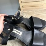 Steve Madden  Women’s 8 Maurra Black Leather Heeled Platform Sandals Goth Chunky Photo 6