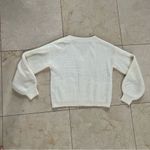 Buttons White/Cream Knit Loose fitting Cardigan Sz Small Tortoise Shell  Photo 3