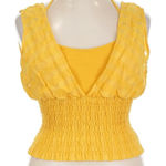 Anthropologie  Yellow Smocked Crop Top Photo 0