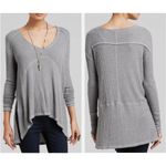 Free People  Drippy Thermal Sunset Park Distressed Hi Low Gray Oversized Top XS Photo 9