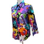 Vintage Lauren Ralph Lauren Funky Button Down Shirt Womens Large Blouse Purple Photo 3