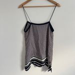 Vince  Silk Border Camisole Size Large Top Geometric Print Blue Blouse Photo 7