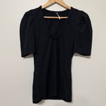 Free People Ellery Puff 3/4 Sleeve V Neck Top Size Large Black Photo 1