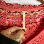 Free People Coral Orange Crochet Siesta Fiesta Embroidered Long Sleeve Top Photo 3