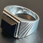 Black obsidian S925 antique silver ring size 9.25 Photo 2